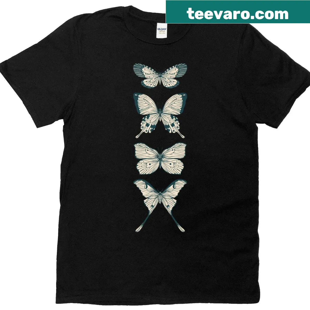 Minimalist vintage butterfly illustration on a T-shirt — on a men's t-shirt