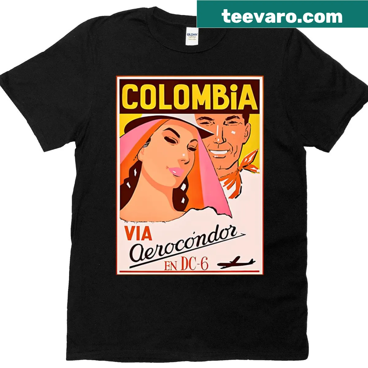 Vintage travel t-shirt featuring Aerocondor design — on a men's t-shirt