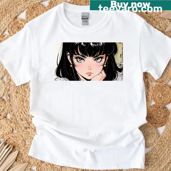 Vintage anime girl graphic t-shirt with cute design