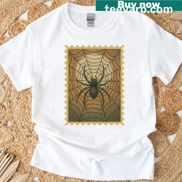 Vintage Halloween t-shirt with spider web and arachnid design