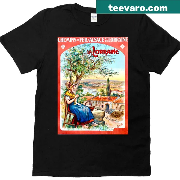 Vintage T-shirt featuring Lorraine countryside illustration