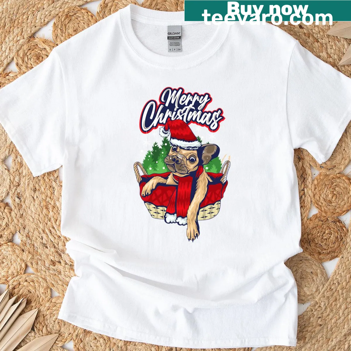 Cute vintage Santa pet design on a Christmas T-shirt — on a men's t-shirt