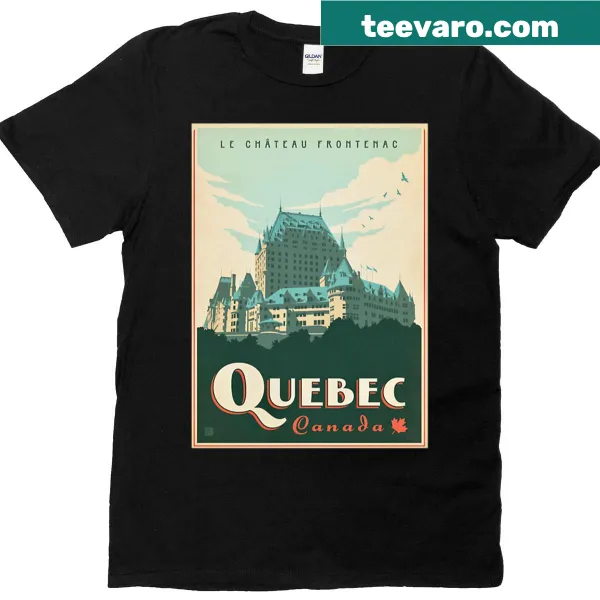 Vintage Quebec T-shirt featuring a chateau design for travel lovers.