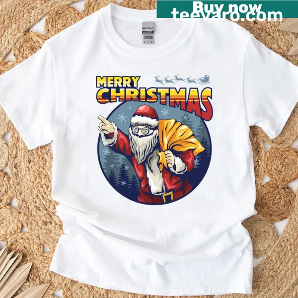 Funny vintage Santa graphic on a holiday T-shirt
