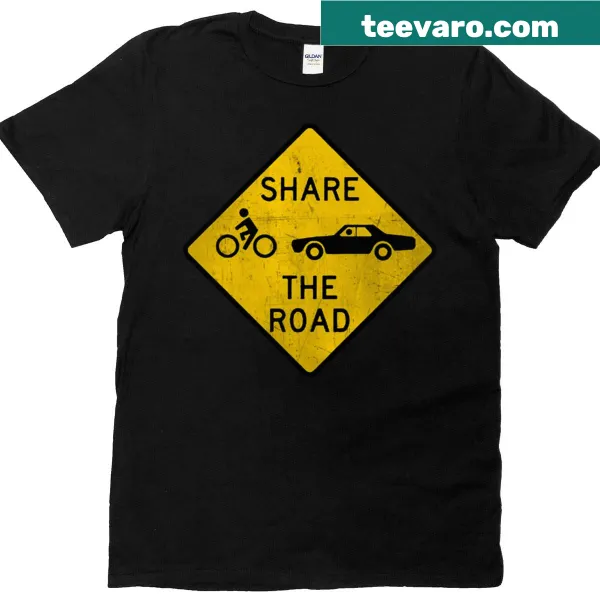 Vintage road sign-inspired cyclist safety t-shirt