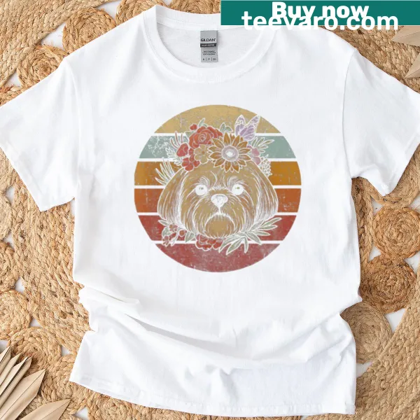 Vintage Shih Tzu t-shirt featuring a dog with a floral crown
