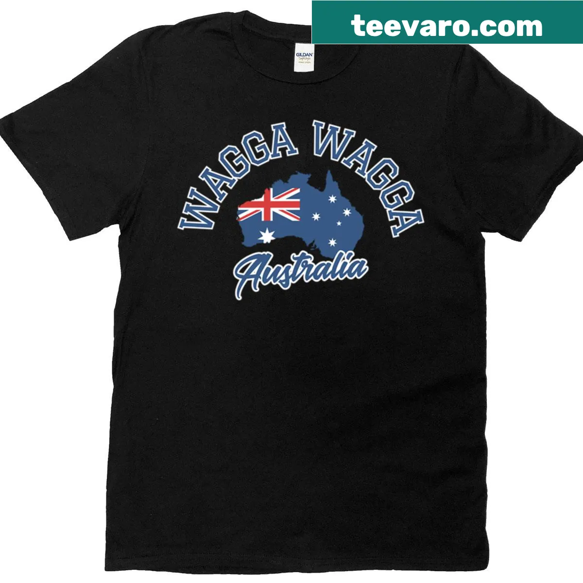 Illustrated T-shirt featuring Wagga Wagga, Australia — on a men's t-shirt