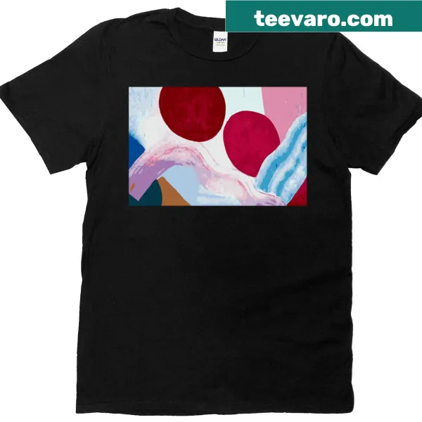 Abstract typography design on a wearable art T-shirt.