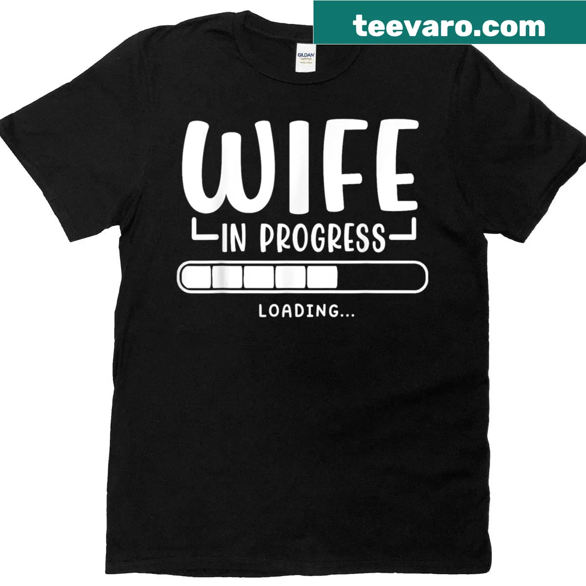 Wife In Progress loading engagement t-shirt for future brides — on a men's t-shirt