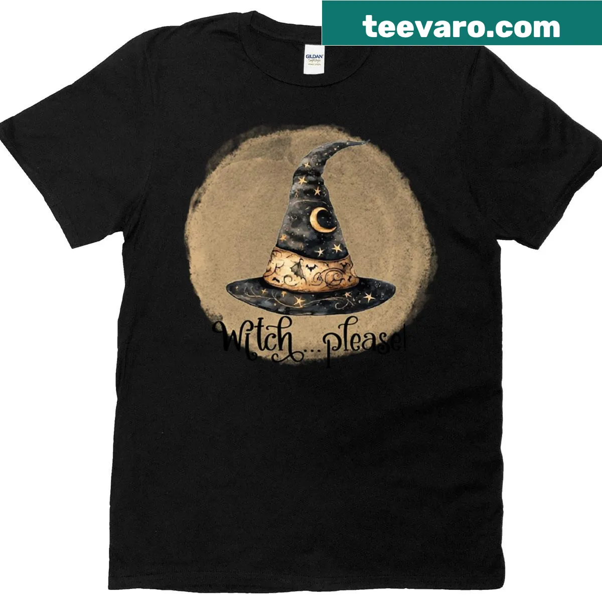 Oversized t-shirt with the phrase 'Witchplease' in bold letters — on a men's t-shirt