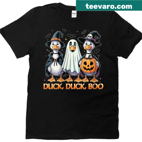 Funny Halloween T-shirt with 'Duck Duck Boo' graphic