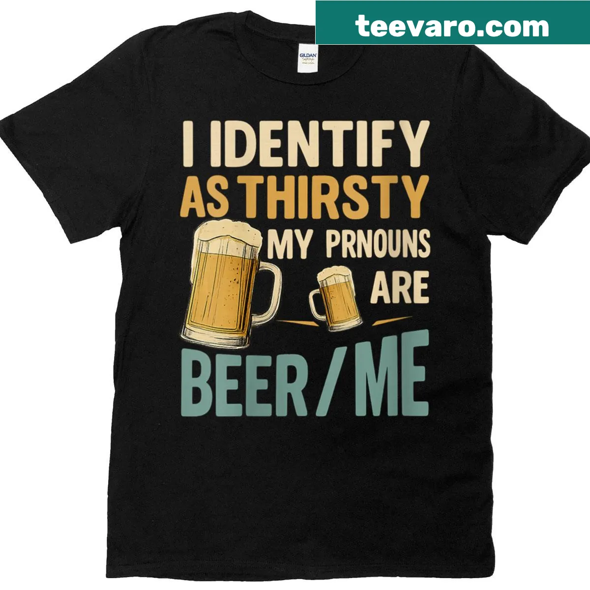 Funny women's T-shirt with humorous beer phrase — on a men's t-shirt