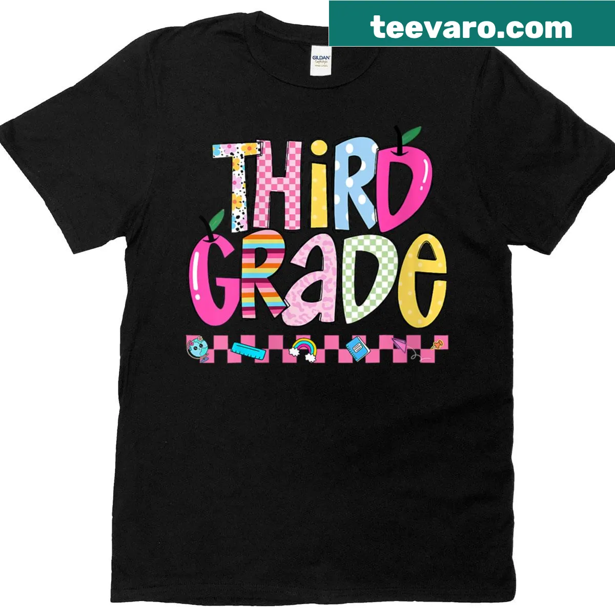 T-shirt for teachers featuring '3rd Grade First Day Of School' text — on a men's t-shirt
