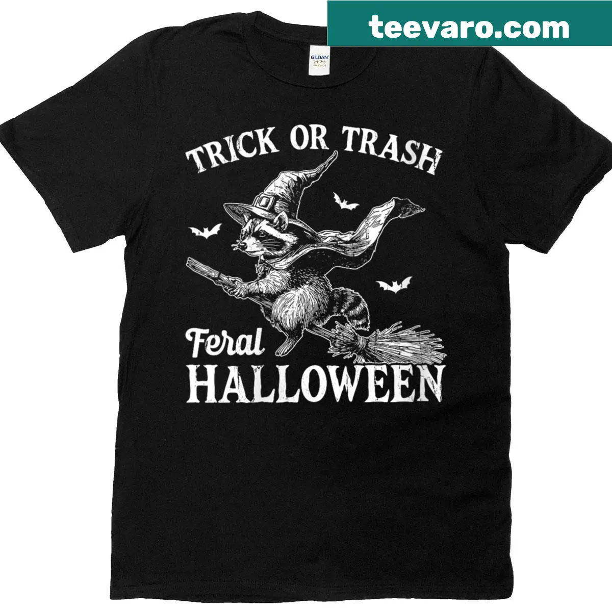 Vintage distressed Halloween t-shirt with Trick or Trash text — on a men's t-shirt