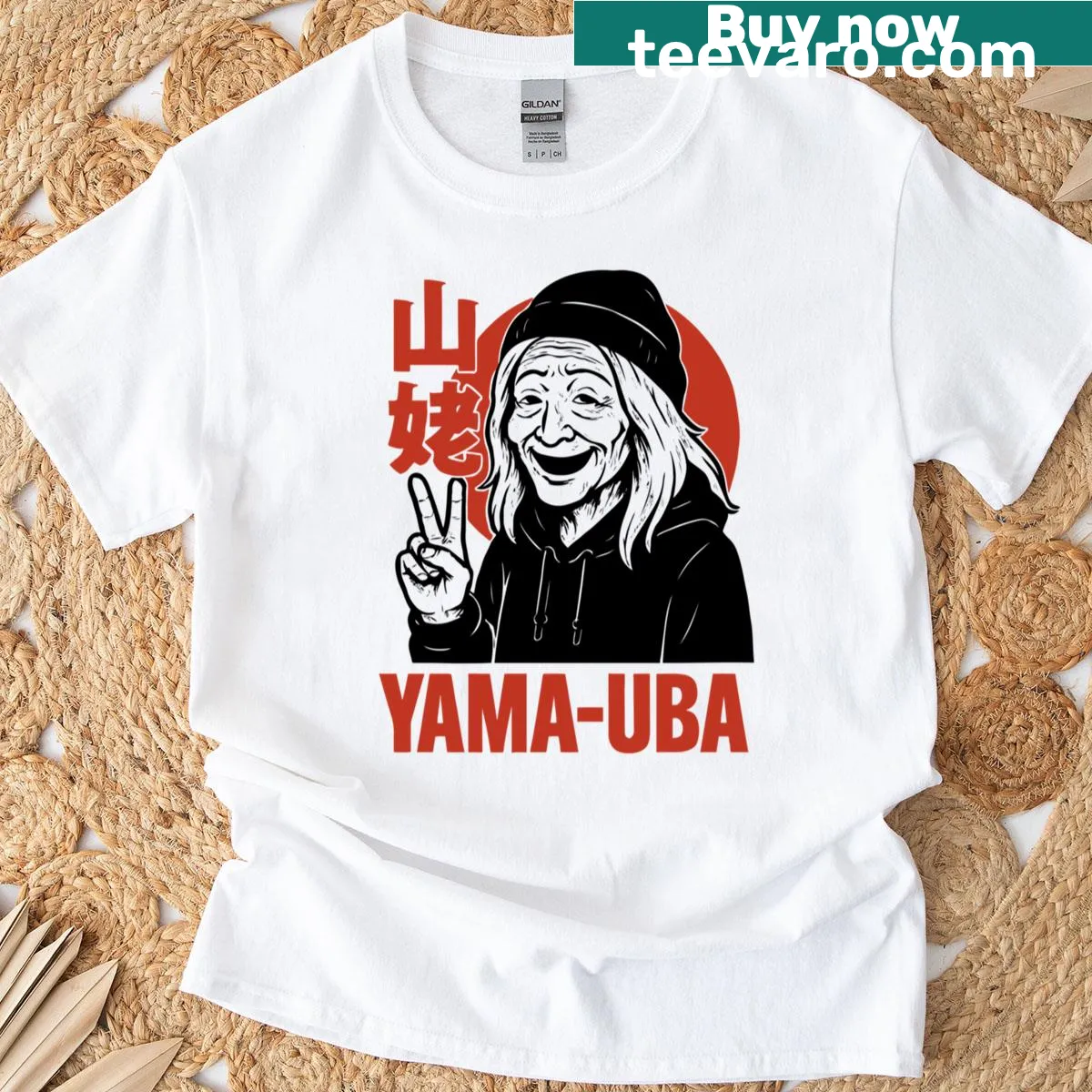 T-shirt featuring Yokai Yama-uba, the Japanese mountain witch in an illustration — on a men's t-shirt