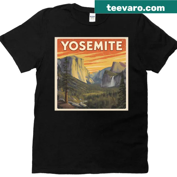 Retro Yosemite National Park t-shirt with classic travel poster design