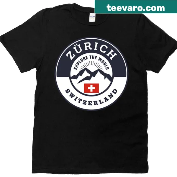 Black and white crest of Zürich, Switzerland on a T-shirt