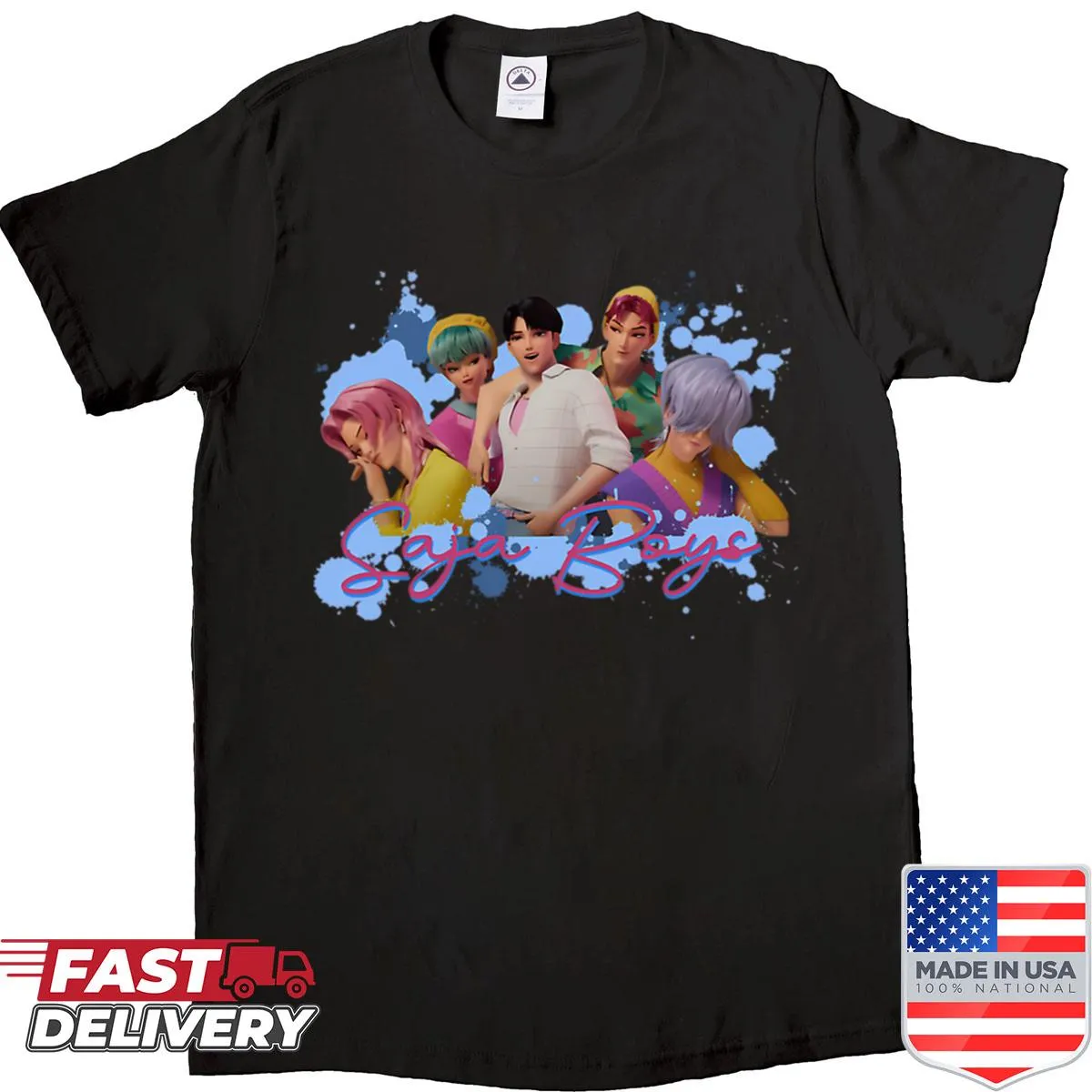 Kpop animated musical logo on fan shirt