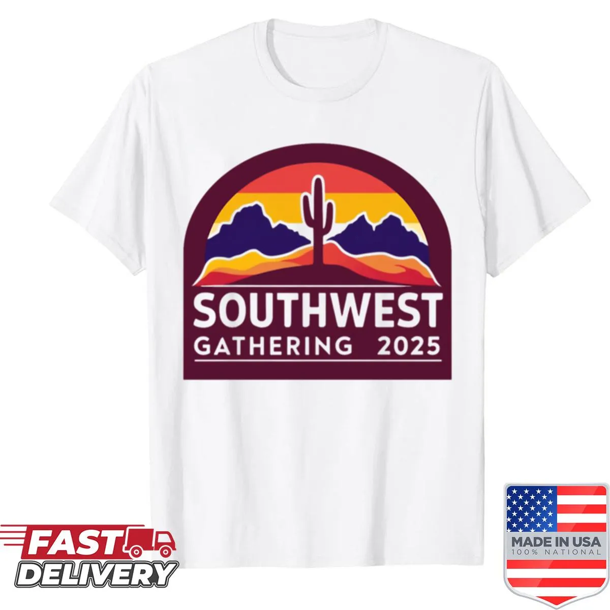 Shirt featuring a Southwest gathering design