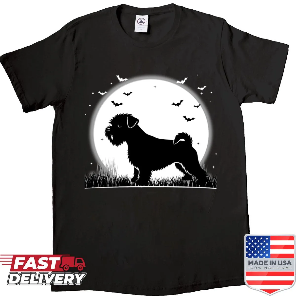 Halloween shirt with Affenpinscher silhouette and moon