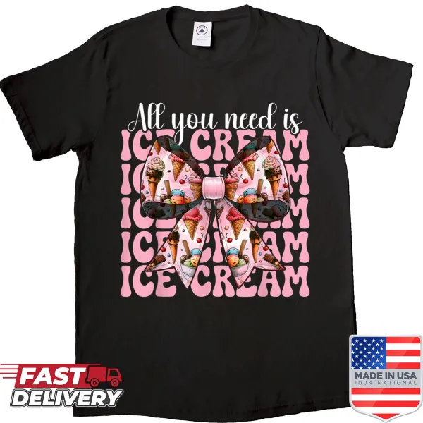 Cute shirt with ice cream cone and pink bow design