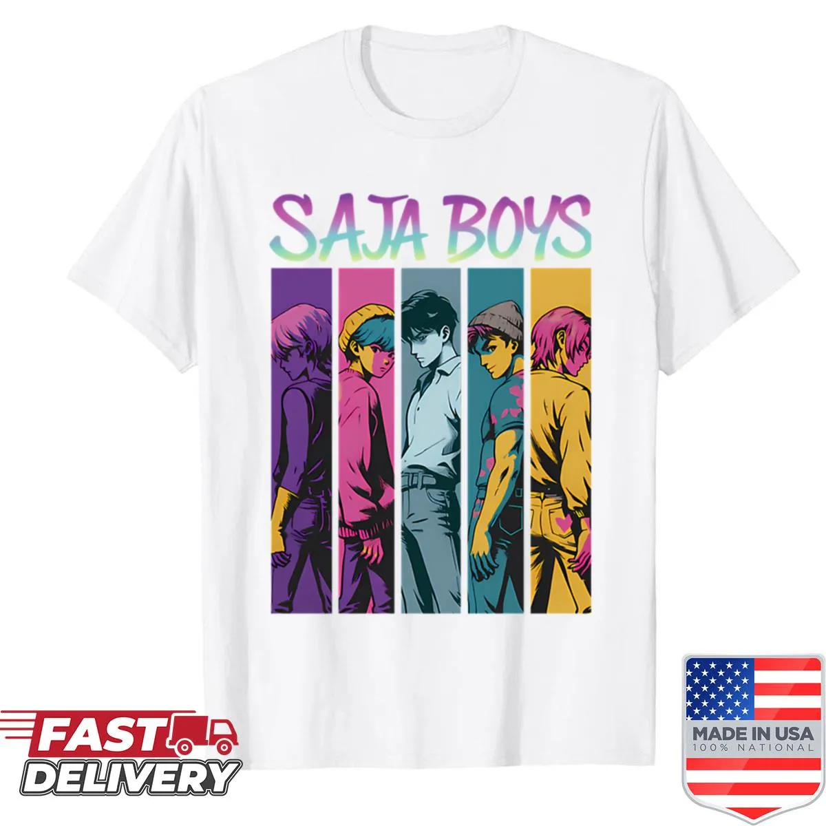 Kpop and animated films logo on a fan shirt for kids.
