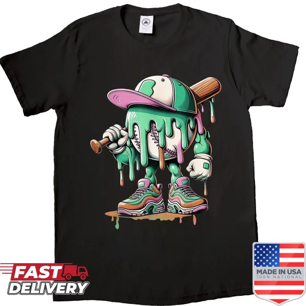 Kids baseball shirt with ice cream drip graphic