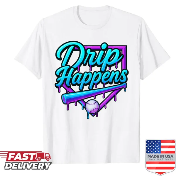 Youth shirt with baseball and ice cream drip design