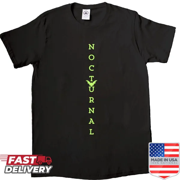 Oversized shirt with 'Be Nocturnal' typography design