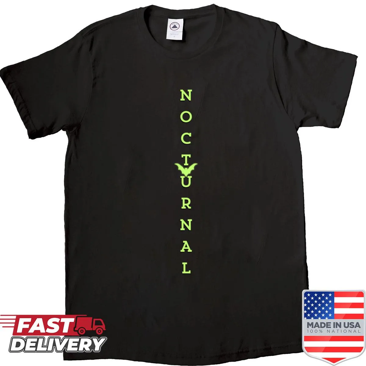 Oversized shirt with 'Be Nocturnal' typography design