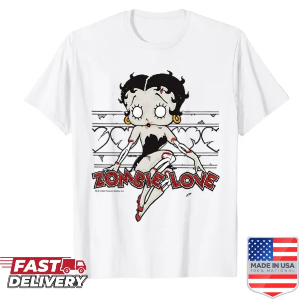 Betty Boop Halloween shirt featuring a zombie corpse logo
