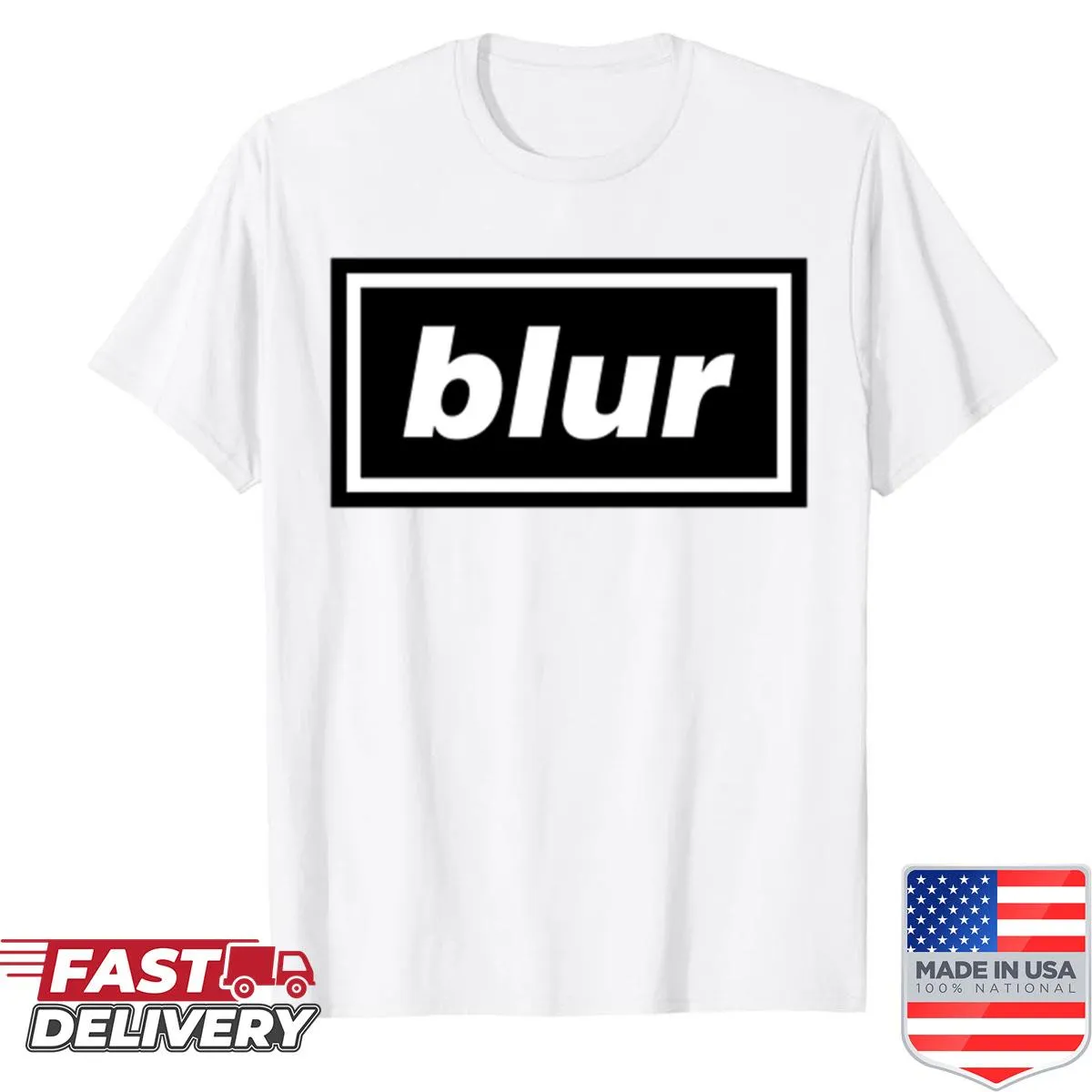 Stylish typography tribute to Blur and Oasis on a music shirt