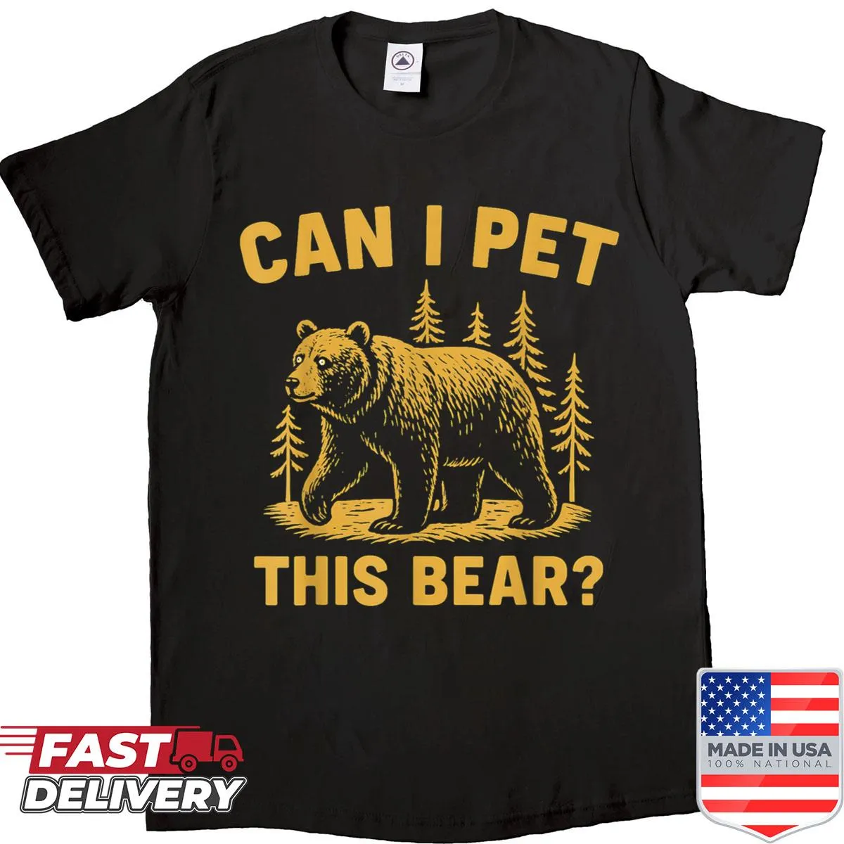 Funny shirt with a cartoon bear and humorous dog-loving message