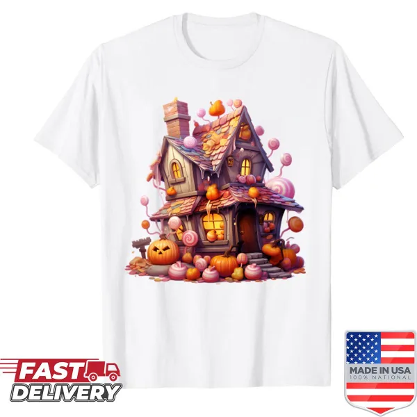 Whimsical haunted house design with candy for Halloween