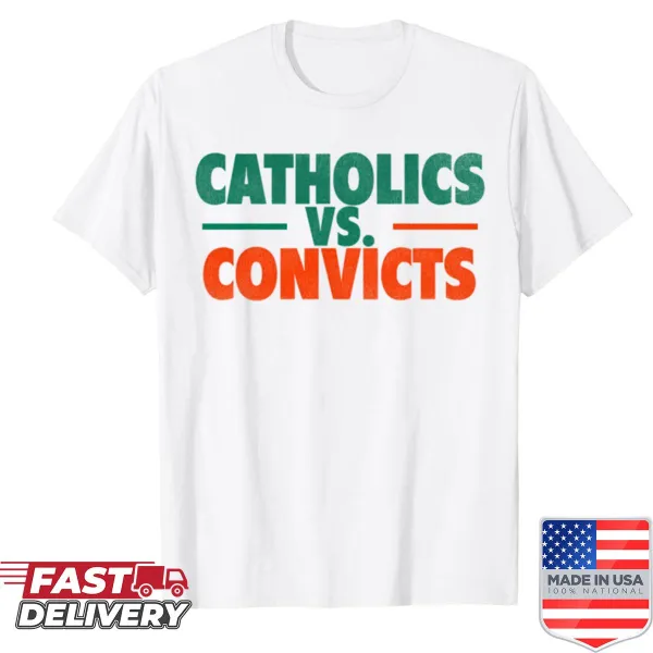 Retro 1988 football game shirt celebrating Catholics vs. Convicts.