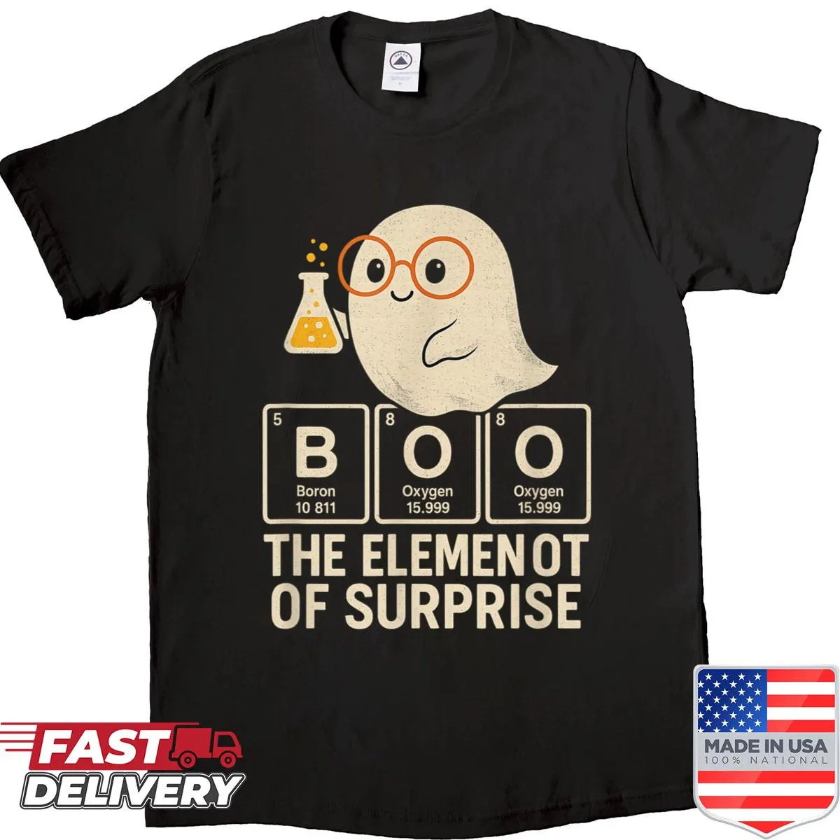 Cute Halloween shirt featuring a chemistry-themed illustration
