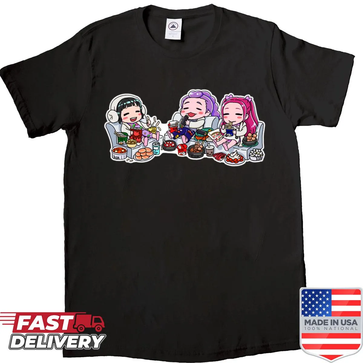 Illustration shirt celebrating couch time with K-Pop idols