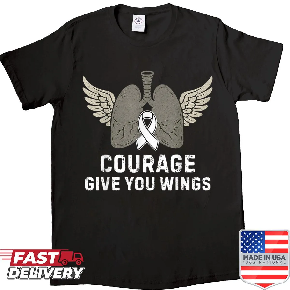 Lung cancer awareness shirt featuring inspirational graphic