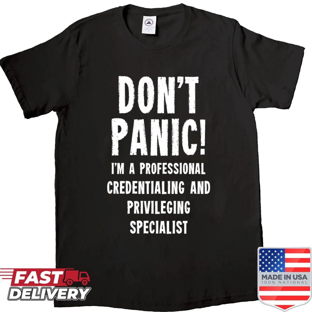 Professional shirt highlighting credentialing and privileging specialists