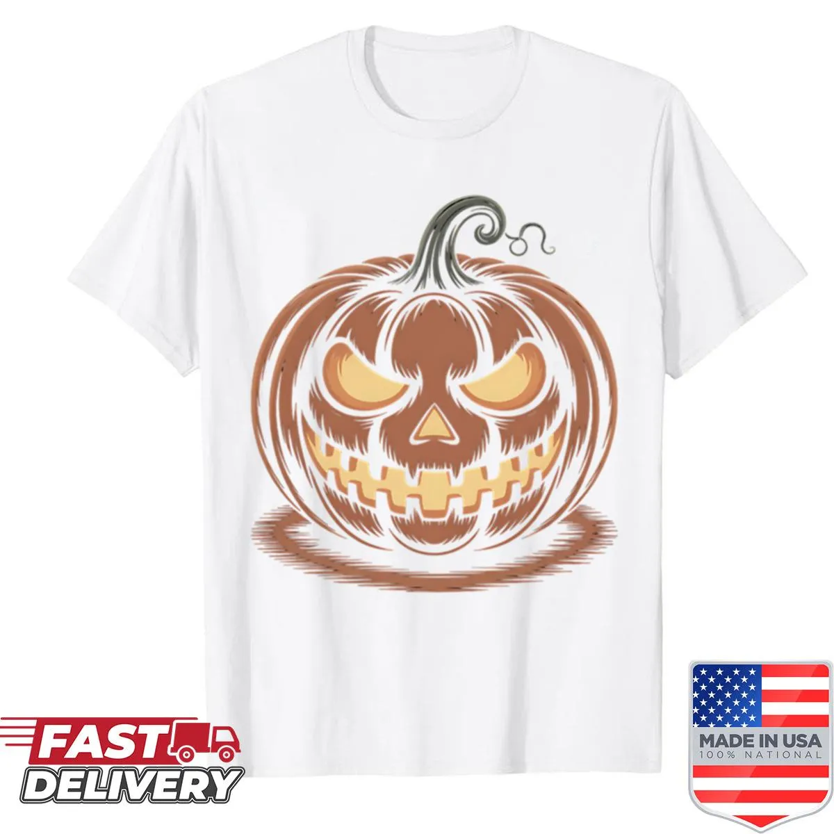 Oversized T-shirt featuring a spooky pumpkin face design