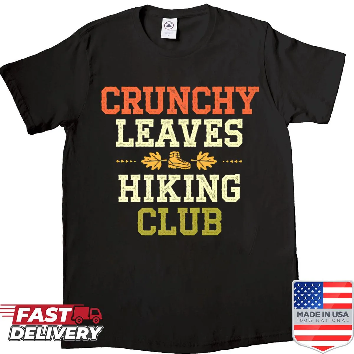 Vintage hiking club design with trees and leaves for outdoor lovers