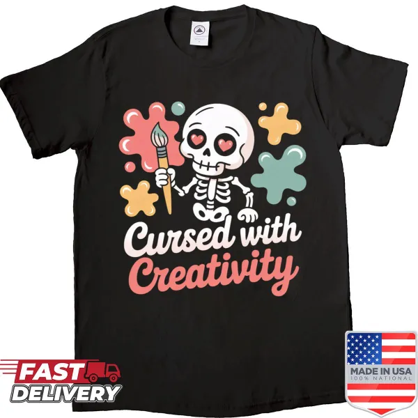 Skeleton painting graphic on a t-shirt