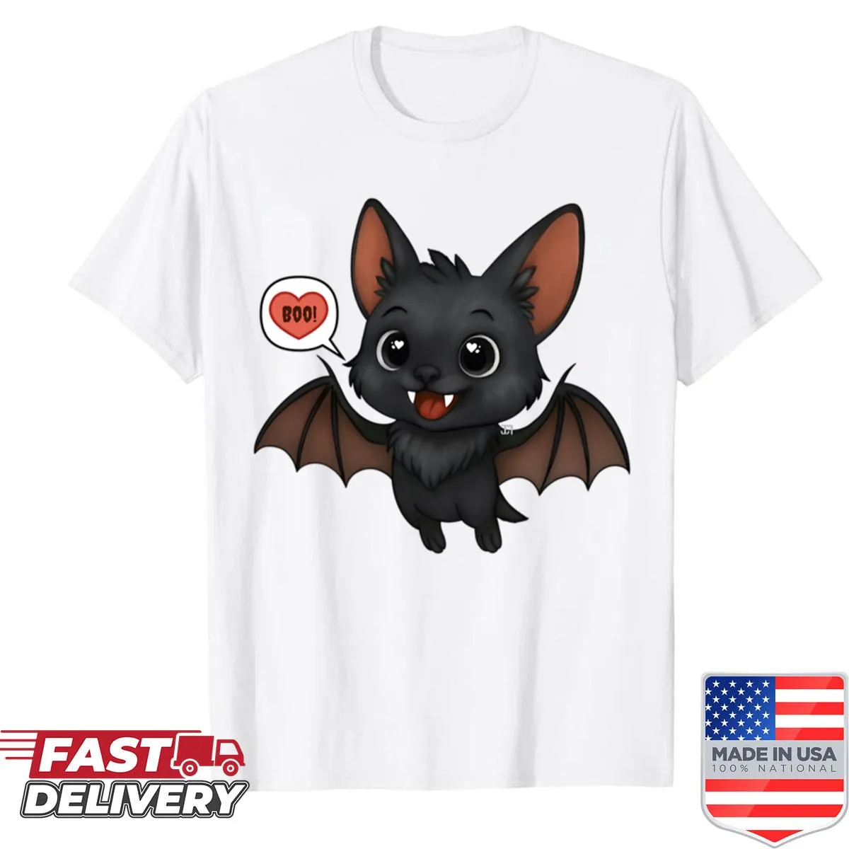Cute Boo graphic on a black Halloween shirt