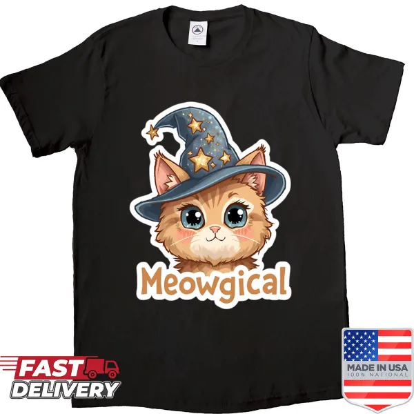 Kawaii magical cat witch shirt for Halloween