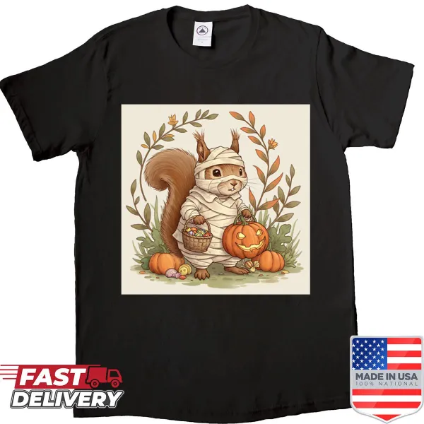 Cute squirrel mummy Halloween shirt for trick-or-treating