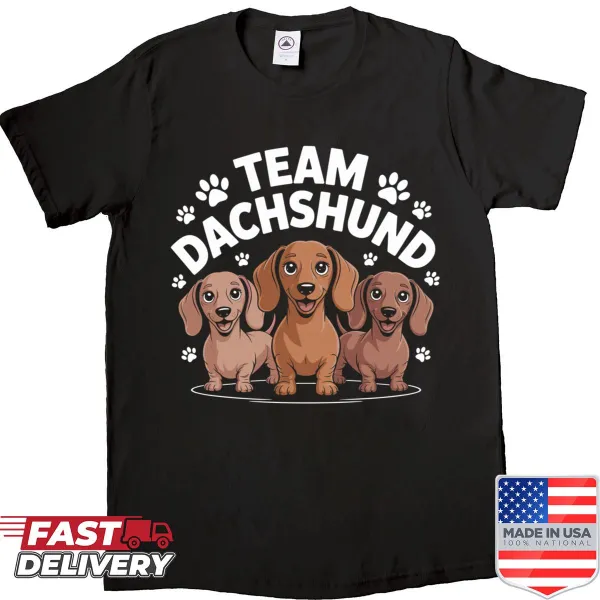 Cartoon dachshund team design for dog owners' shirt