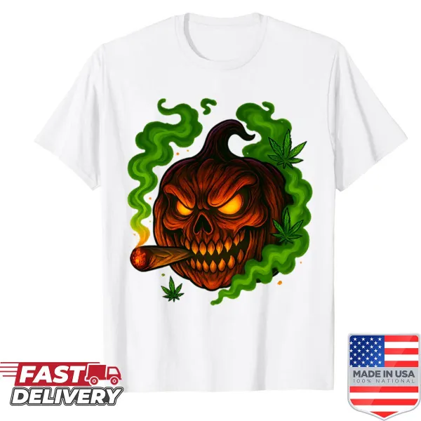 Demon pumpkin illustration with a sinister expression for Halloween.