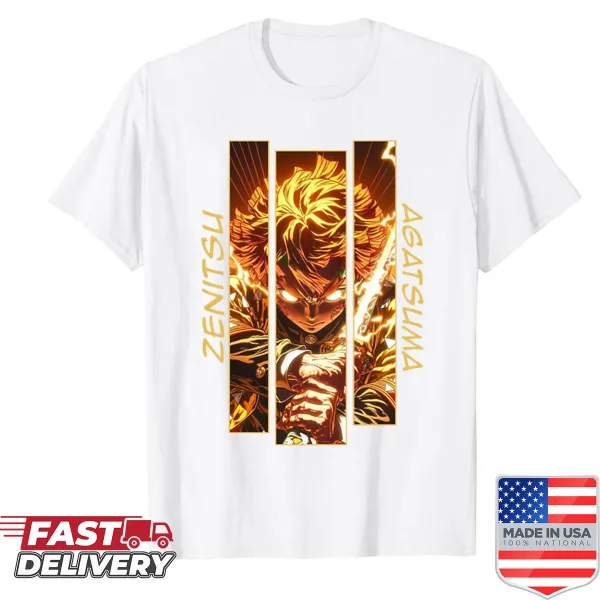 Anime-inspired tee featuring Zenitsu Agatsuma from Demon Slayer.