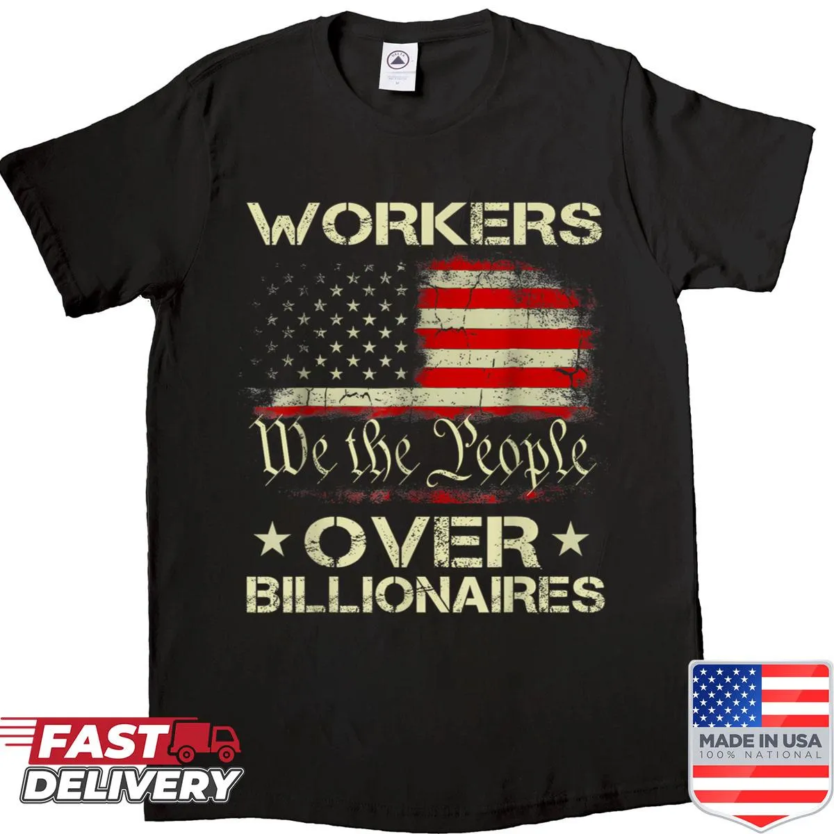 Distressed graphic of the USA flag on a casual shirt