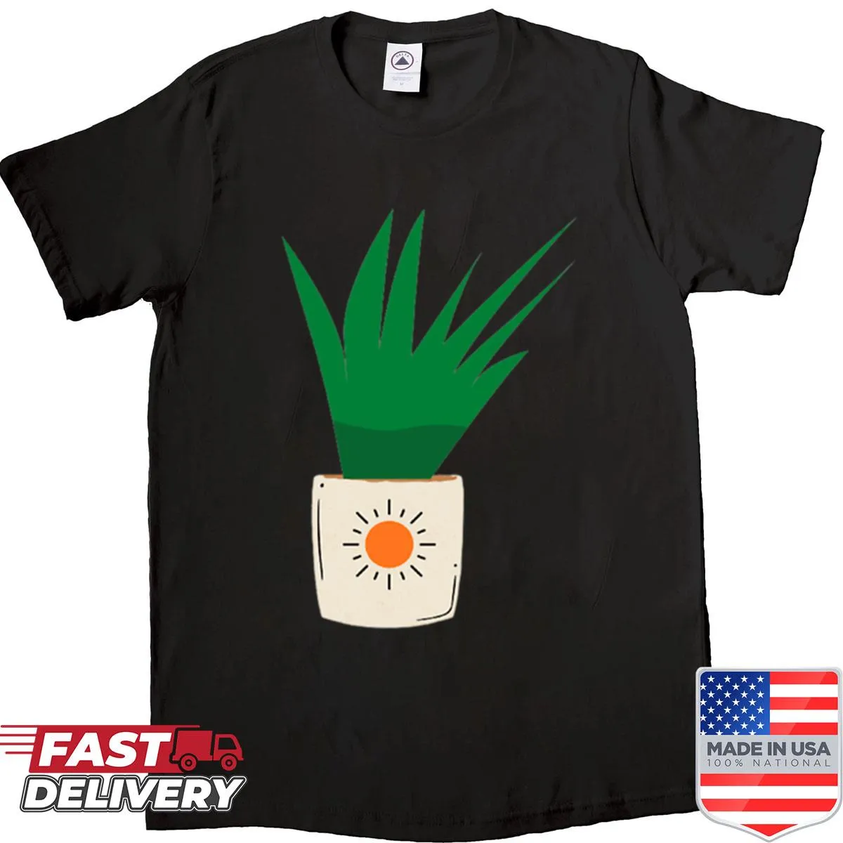 Oversized shirt with playful 'Emergency Intercom' plant graphic
